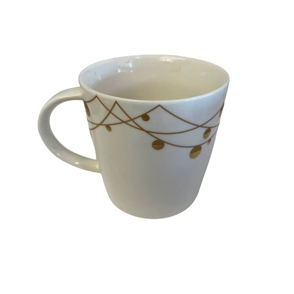 Starbucks Christmas Coffee Cup Garland Gold White Mug 2012 Ceramic Holiday - Picture 2 of 3